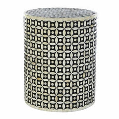 Rowan Inlay Geo Sidetable - Black - Furniture Castle