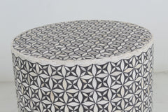 Rowan Inlay Round Geo Sidetable MoP - Grey - Furniture Castle