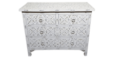 Santiago Inlay 4dr Chest MoP MK - White - Furniture Castle