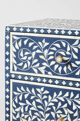 Santiago Inlay 6Dr Scroll Vine Chest - Blue - Furniture Castle