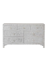 Santiago Inlay 7dr Chest Floral BTB - Grey - Furniture Castle