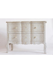 Santiago Inlay Provincial 2Dr Chest Floral - White - Furniture Castle