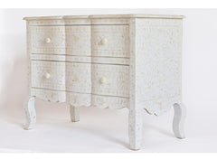 Santiago Inlay Provincial 2Dr Chest Floral - White - Furniture Castle