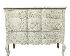 Santiago Inlay Provincial 3Dr Chest Floral MoP - White - Furniture Castle